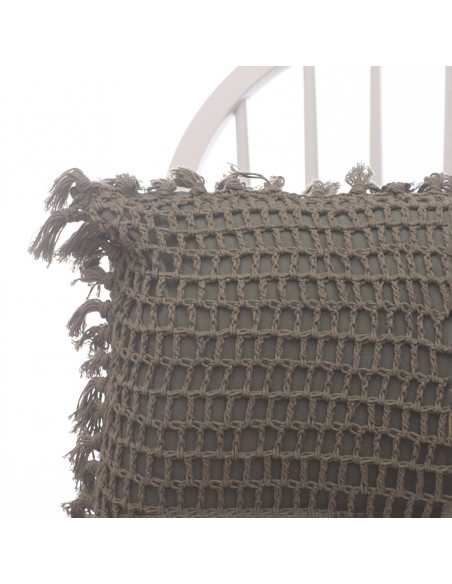 Almohadón Crochet Cuadros y Flecos  - Hilo Color - 40 x 60