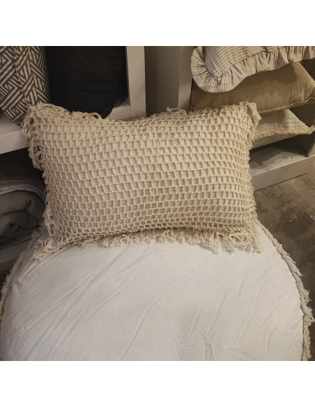 Almohadón Crochet Cuadros y Flecos  - Hilo Color - 40 x 60