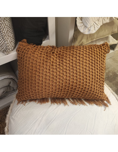 Almohadón Crochet Cuadros y Flecos  - Hilo Color - 40 x 60