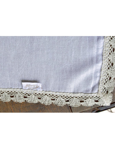 Mantel Carola Gasa Blanca y Puntilla