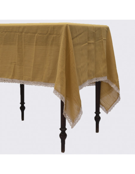 Mantel Carola Gasa Blanca y Puntilla