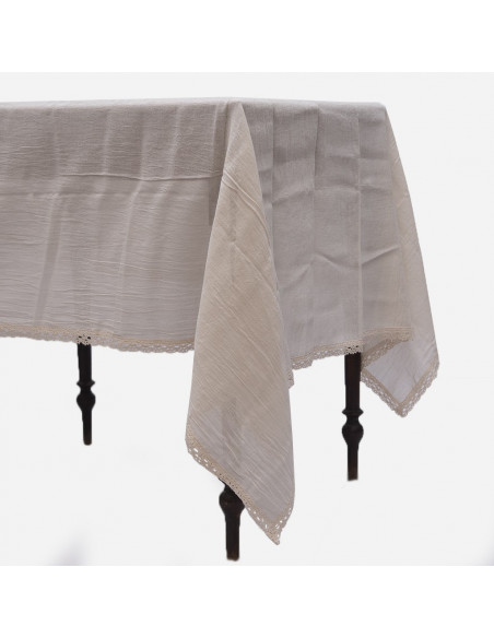 Mantel Carola Gasa Blanca y Puntilla