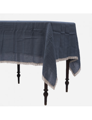 Mantel Carola Gasa Blanca y Puntilla