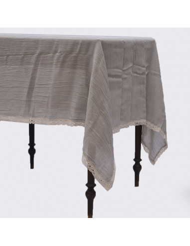 Mantel Carola Gasa Blanca y Puntilla