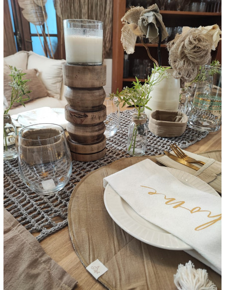 Set de 2 Porta velas - Torneados Azteca Altos