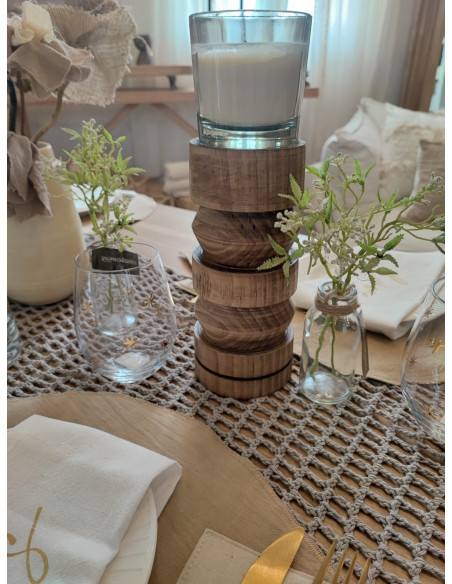 Set de 2 Porta velas - Torneados Azteca Altos