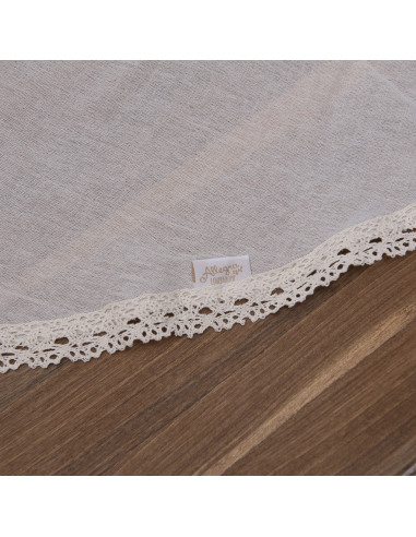 Mantel Carola Gasa Blanca y Puntilla