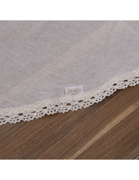 Mantel Carola Gasa Blanca y Puntilla