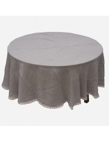 Mantel Carola Gasa Blanca y Puntilla