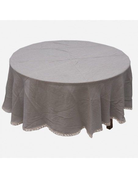 Mantel Carola Gasa Blanca y Puntilla