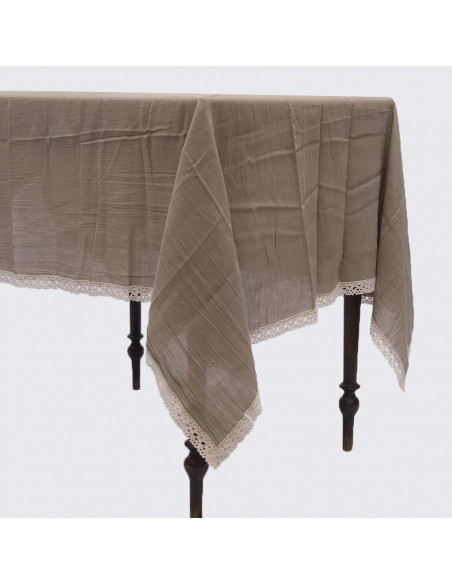 Mantel Carola Gasa Blanca y Puntilla