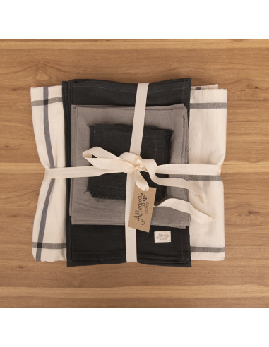 Combo Mesa Cuadros:  Mantel + 6 Ind + 6 servilletas + 6 posavasos