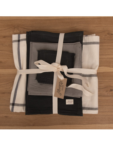 Combo Mesa Cuadros:  Mantel + 6 Ind + 6 servilletas + 6 posavasos