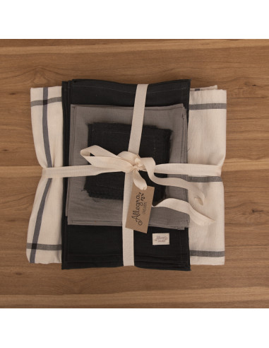 Combo Mesa Cuadros:  Mantel + 6 Ind + 6 servilletas + 6 posavasos