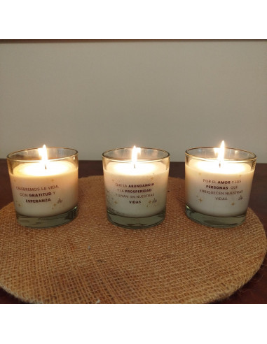 Pack x 3 Velas Holidays con Mensajes - Packaging Gold y Plata
