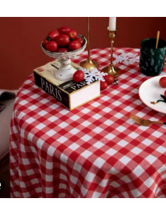 Mantel Tusor Cuadrille Rojo