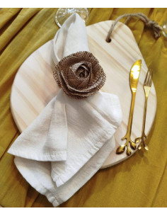 Servilletero - Flor Arpillera x 4