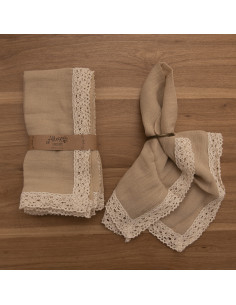 Servilletas de  Gasa + Puntilla Completa - Pack x 4