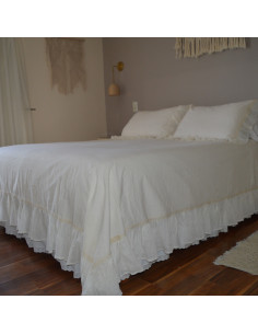 Cobertor de Cama - Volados y Puntilla + Almohadón/s - Tusor