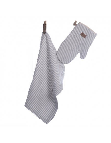 Set Manopla Tusor Rayas : Manopla + Repasador