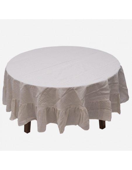 Mantel de Tusor con Volados en Gasa