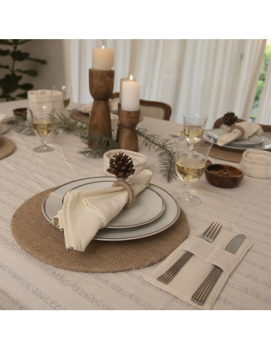 Mantel de Tusor Rayas Plata