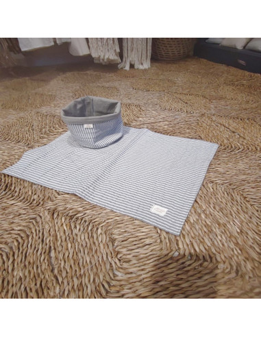 Pack Individuales Reversibles + Contenedor Tusor MIl Rayas