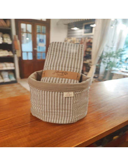 Pack Individuales Reversibles + Contenedor Tusor MIl Rayas