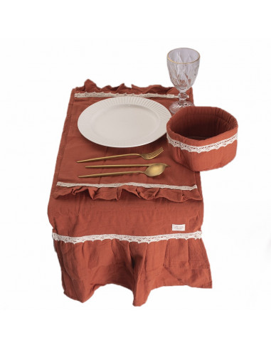 Set Lovely Mesa Tusor: 4 Ind + Panera + Camino + Bolsita