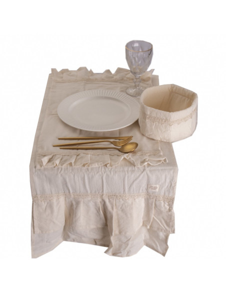 Set Lovely Mesa Tusor: 4 Ind + Panera + Camino + Bolsita