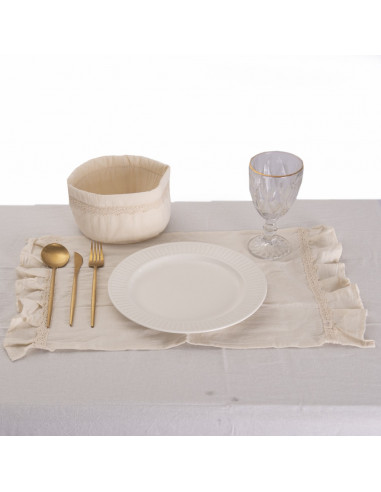 Set Lovely Mesa Tusor: 4 Ind + Panera + Camino + Bolsita