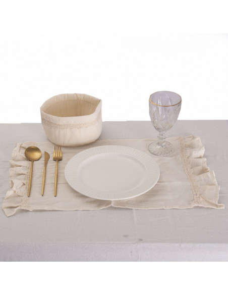 Set Lovely Mesa Tusor: 4 Ind + Panera + Camino + Bolsita