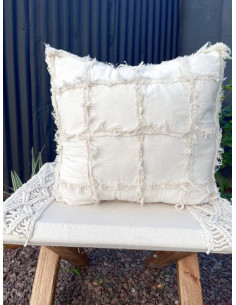 Combo Almohadones  - RABAT CUADROS- Lienzo Natural x2