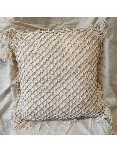 Crochet Rombos  y Flecos - Almohadón