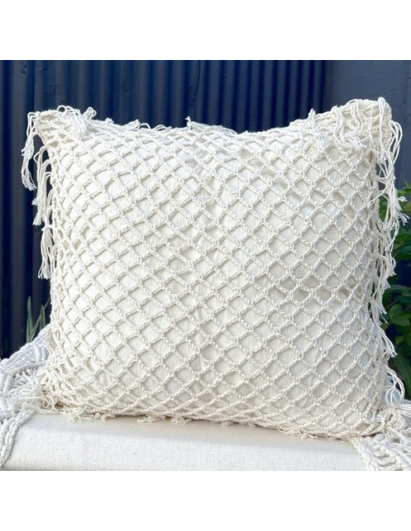 Crochet Rombos  y Flecos - Almohadón