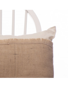 Combo Almohadones  Natural Centro Arpillera y Flecos Lat 2