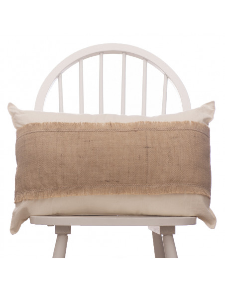 Combo Almohadones  Natural Centro Arpillera y Flecos Lat